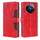 For Realme 12 Pro 5G Skin Feel Magnetic Buckle Leather Phone Case(Red) - 1