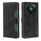 For Realme 12+ 5G Skin Feel Magnetic Buckle Leather Phone Case(Black) - 1