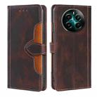 For Realme 12+ 5G Skin Feel Magnetic Buckle Leather Phone Case(Brown) - 1