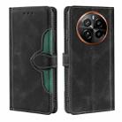 For Realme GT5 Pro 5G Skin Feel Magnetic Buckle Leather Phone Case(Black) - 1