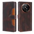 For Realme GT5 Pro 5G Skin Feel Magnetic Buckle Leather Phone Case(Brown) - 1
