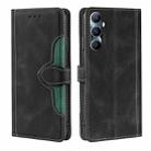 For Realme C65 4G Skin Feel Magnetic Buckle Leather Phone Case(Black) - 1