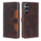 For Realme C65 4G Skin Feel Magnetic Buckle Leather Phone Case(Brown) - 1