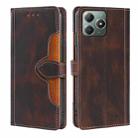 For Realme C61 4G Skin Feel Magnetic Buckle Leather Phone Case(Brown) - 1