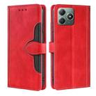 For Realme C61 4G Skin Feel Magnetic Buckle Leather Phone Case(Red) - 1