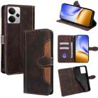 For Realme 14 5G Global Skin Feel Magnetic Buckle Leather Phone Case(Brown) - 1
