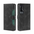 For Tecno Pova 5G Skin Feel Magnetic Buckle Leather Phone Case(Black) - 1