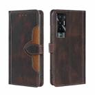 For Tecno Pova 5G Skin Feel Magnetic Buckle Leather Phone Case(Brown) - 1