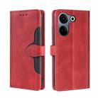 For Tecno Camon 20 Pro 4G Skin Feel Magnetic Buckle Leather Phone Case(Red) - 1