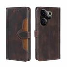 For Tecno Camon 20 Premier 5G Skin Feel Magnetic Buckle Leather Phone Case(Brown) - 1