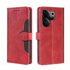 For Tecno Camon 20 Premier 5G Skin Feel Magnetic Buckle Leather Phone Case(Red) - 1