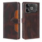 For Tecno Pova 6 5G Skin Feel Magnetic Buckle Leather Phone Case(Brown) - 1