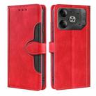 For Tecno Pova 6 5G Skin Feel Magnetic Buckle Leather Phone Case(Red) - 1