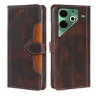 For Tecno Pova 6 Neo 4G Skin Feel Magnetic Buckle Leather Phone Case(Brown) - 1