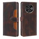 For Tecno Spark 30C 4G Skin Feel Magnetic Buckle Leather Phone Case(Brown) - 1