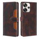 For Xiaomi Redmi Turbo 3 5G Skin Feel Magnetic Buckle Leather Phone Case(Brown) - 1