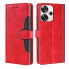 For Xiaomi Redmi Turbo 3 5G Skin Feel Magnetic Buckle Leather Phone Case(Red) - 1