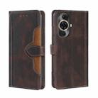 For Huawei nova 11 Pro 4G / 11 Ultra 4G Skin Feel Magnetic Buckle Leather Phone Case(Brown) - 1