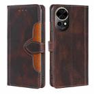 For Huawei nova 12 5G Skin Feel Magnetic Buckle Leather Phone Case(Brown) - 1