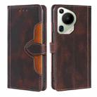 For Huawei Pura 70 Ultra 5G Skin Feel Magnetic Buckle Leather Phone Case(Brown) - 1