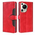 For Huawei Pura 70 Ultra 5G Skin Feel Magnetic Buckle Leather Phone Case(Red) - 1