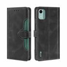 For Nokia C12 Skin Feel Magnetic Buckle Leather Phone Case(Black) - 1