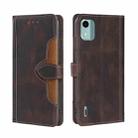 For Nokia C12 Skin Feel Magnetic Buckle Leather Phone Case(Brown) - 1