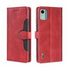 For Nokia C12 Skin Feel Magnetic Buckle Leather Phone Case(Red) - 1