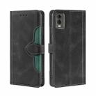 For Nokia C32 Skin Feel Magnetic Buckle Leather Phone Case(Black) - 1