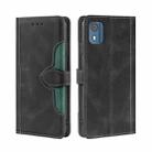 For Nokia C02 TA-1522 Skin Feel Magnetic Buckle Leather Phone Case(Black) - 1