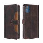 For Nokia C02 TA-1522 Skin Feel Magnetic Buckle Leather Phone Case(Brown) - 1