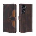 For Honor X50i 5G / 9 Lite Skin Feel Magnetic Buckle Leather Phone Case(Brown) - 1