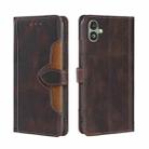 For Samsung Galaxy F14 5G Skin Feel Magnetic Buckle Leather Phone Case(Brown) - 1