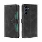 For Samsung Galaxy M14 5G Skin Feel Magnetic Buckle Leather Phone Case(Black) - 1