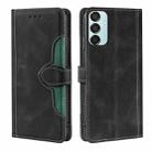 For Samsung Galaxy M15 5G Skin Feel Magnetic Buckle Leather Phone Case(Black) - 1