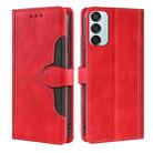 For Samsung Galaxy M15 5G Skin Feel Magnetic Buckle Leather Phone Case(Red) - 1
