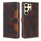 For Samsung Galaxy S24 Ultra 5G Skin Feel Magnetic Buckle Leather Phone Case(Brown) - 1