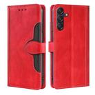 For Samsung Galaxy M55 5G Skin Feel Magnetic Buckle Leather Phone Case(Red) - 1
