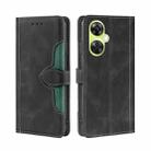 For OnePlus Nord CE 3 Lite 5G Skin Feel Magnetic Buckle Leather Phone Case(Black) - 1