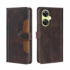 For OnePlus Nord CE 3 Lite 5G Skin Feel Magnetic Buckle Leather Phone Case(Brown) - 1