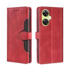 For OnePlus Nord CE 3 Lite 5G Skin Feel Magnetic Buckle Leather Phone Case(Red) - 1