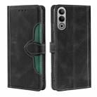 For OnePlus Nord CE4 Skin Feel Magnetic Buckle Leather Phone Case(Black) - 1