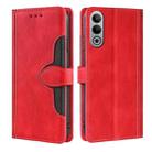 For OnePlus Nord CE4 Skin Feel Magnetic Buckle Leather Phone Case(Red) - 1