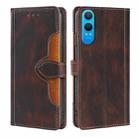 For OnePlus Ace 3 Pro 5G Skin Feel Magnetic Buckle Leather Phone Case(Brown) - 1