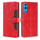 For OnePlus Ace 3 Pro 5G Skin Feel Magnetic Buckle Leather Phone Case(Red) - 1