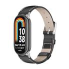 For Xiaomi Mi Band 8 Mijobs Genuine Leather Watch Band(Black Silver) - 1