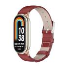 For Xiaomi Mi Band 8 Mijobs Genuine Leather Watch Band(Red Rose Gold) - 1