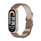 For Xiaomi Mi Band 8 Mijobs Genuine Leather Watch Band(Brown Gold) - 1