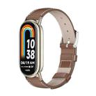 For Xiaomi Mi Band 8 Mijobs Genuine Leather Watch Band(Brown Light Gold) - 1