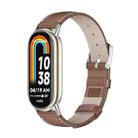 For Xiaomi Mi Band 8 / 9 / 9 NFC Mijobs Genuine Leather Watch Band(Brown Silver) - 1